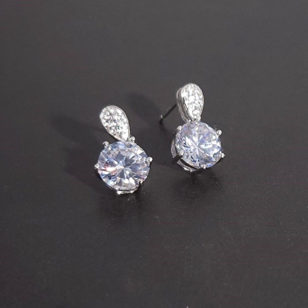 Simulated Diamond Dangle Earrings Sterling Silver
